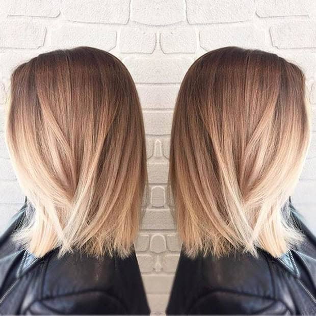 Long ombre lob for thin hair