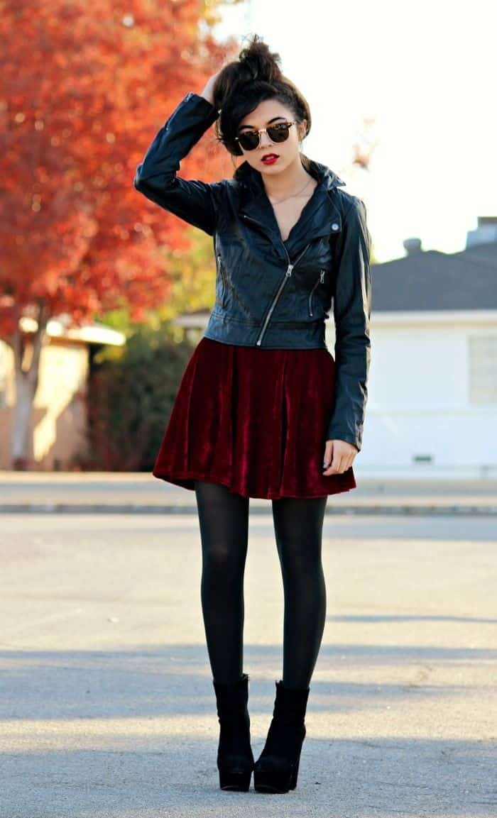 Velvet skater skirt