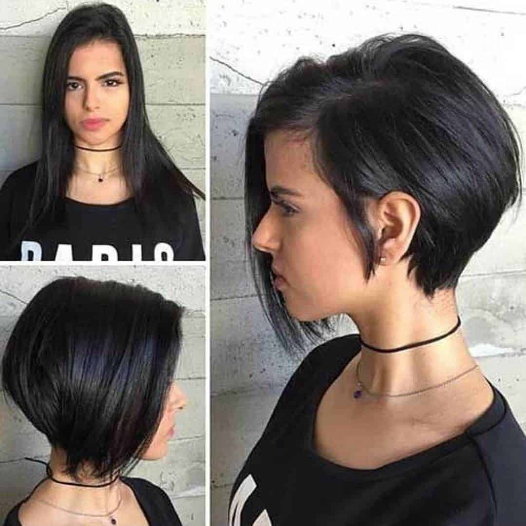 Ombre A-line short bob with longer front and side part