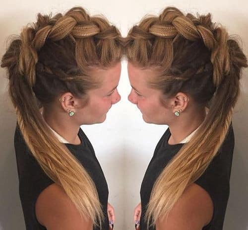 Crimped and Braided Faux Hawk