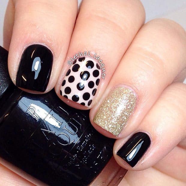 Black and Gold Nail Design