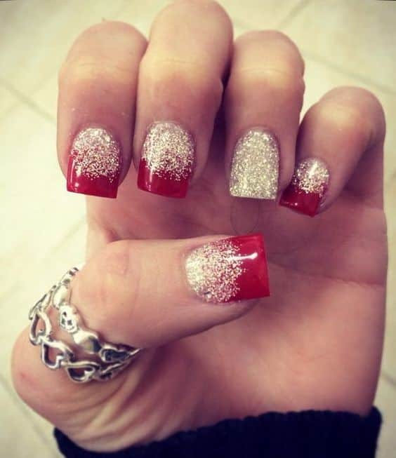 Glitter Red Nail Art