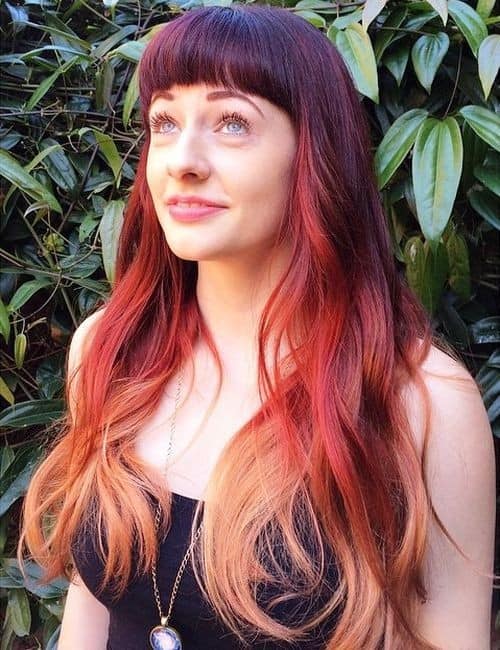 Red Ombre Blend with Straight Fringe