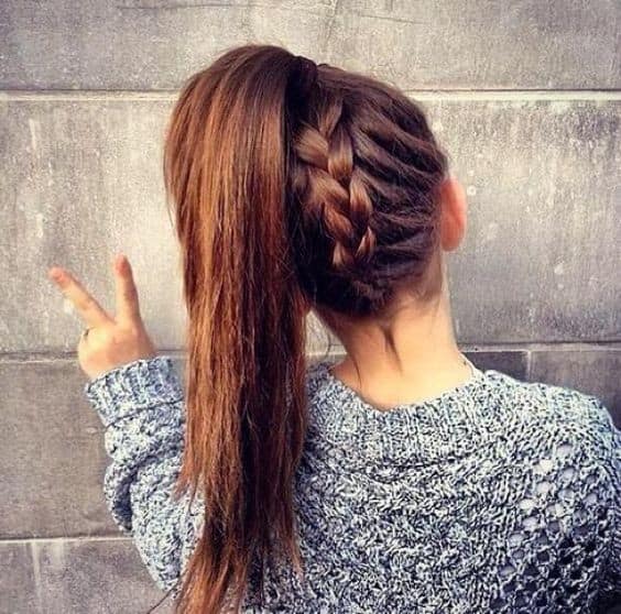 High Ponytail with Upside Down Braid