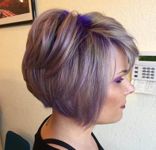 Grey and Vibrant Purple Bouncy Bob