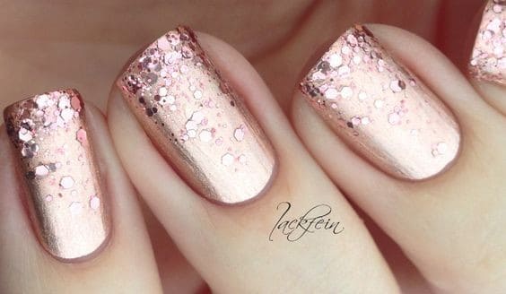 Sequined Pink Nail Art