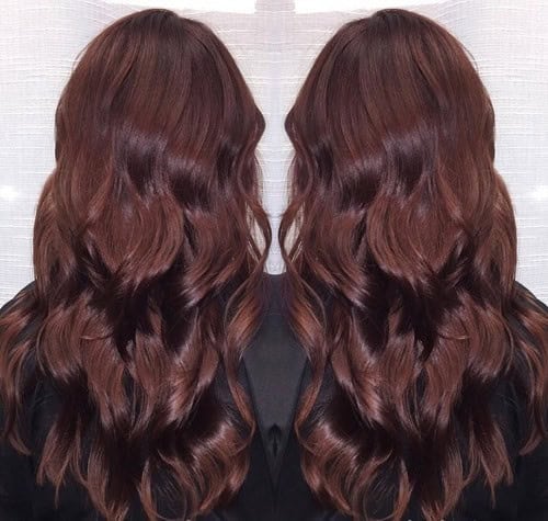 Deep, Dark Red for soft wavy hair