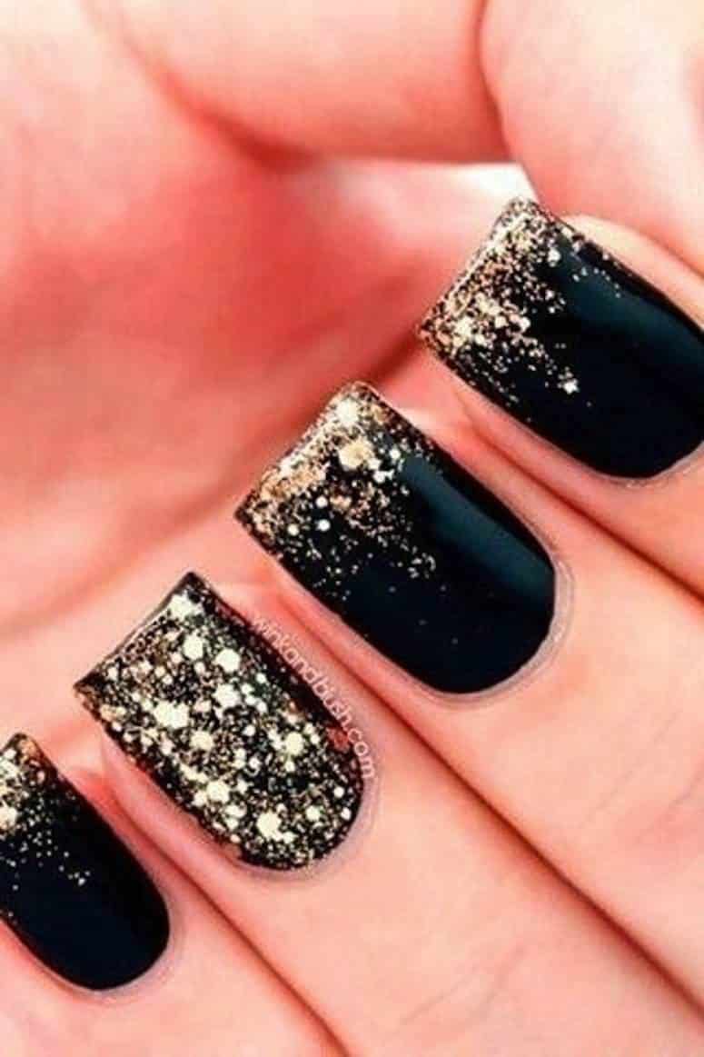 Black Matte and Gold Glitter