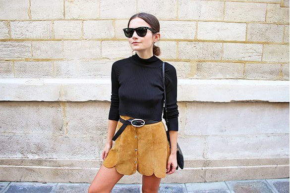 Suede mini skirt