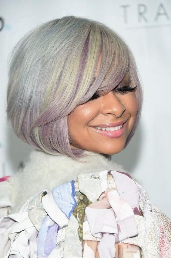 Grey Bob with Purple Highlights