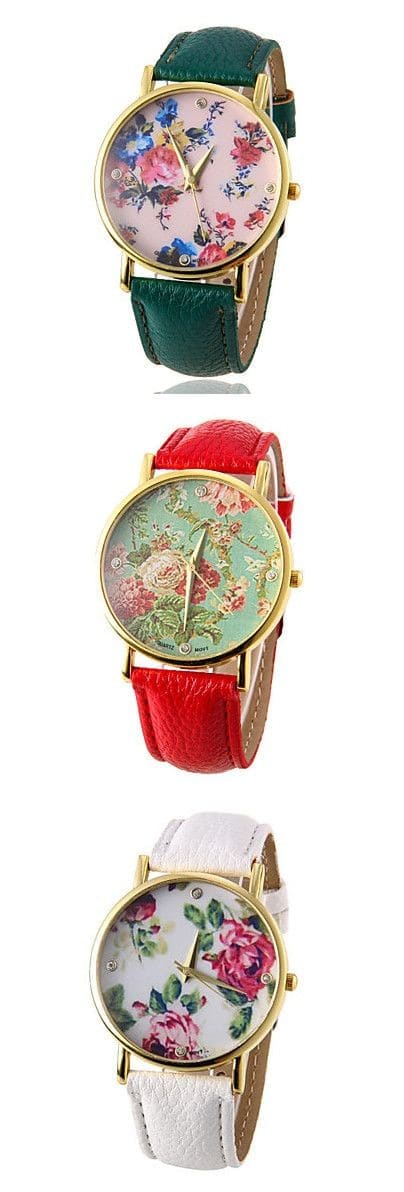 Floral print watch