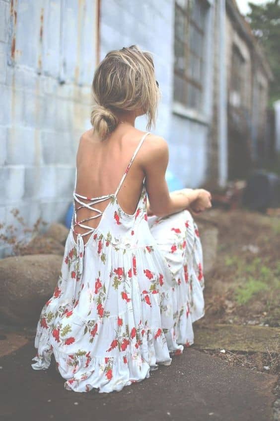 Floral Backless Dress for Summer