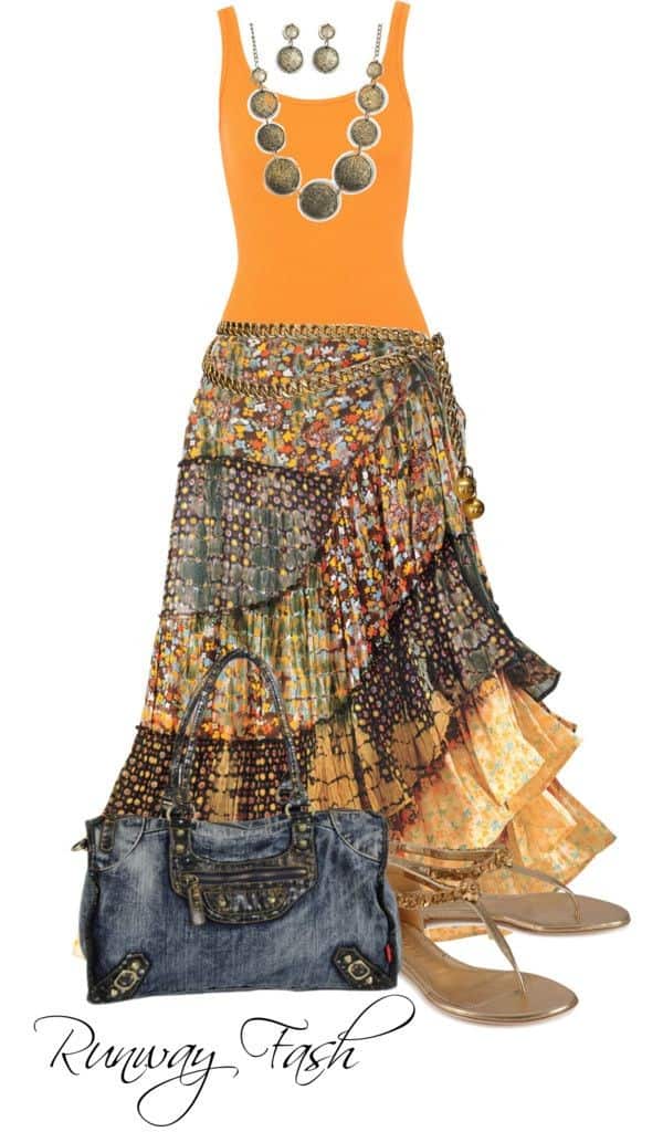 Tank top and silk Boho skirt