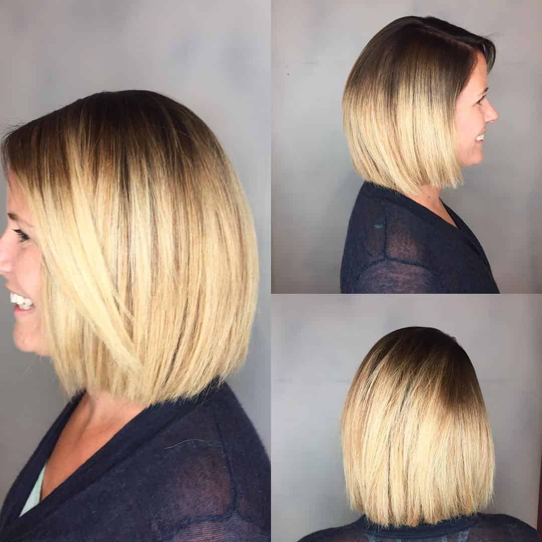 Traditional ombre blunt bob with middle part