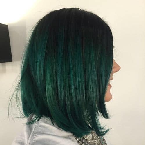 Black to Green Sleek Bob – Green Ombre Bob Haircut for Short Hair