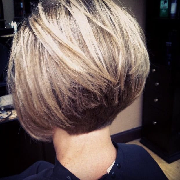 Stacked bob with tapered neckline