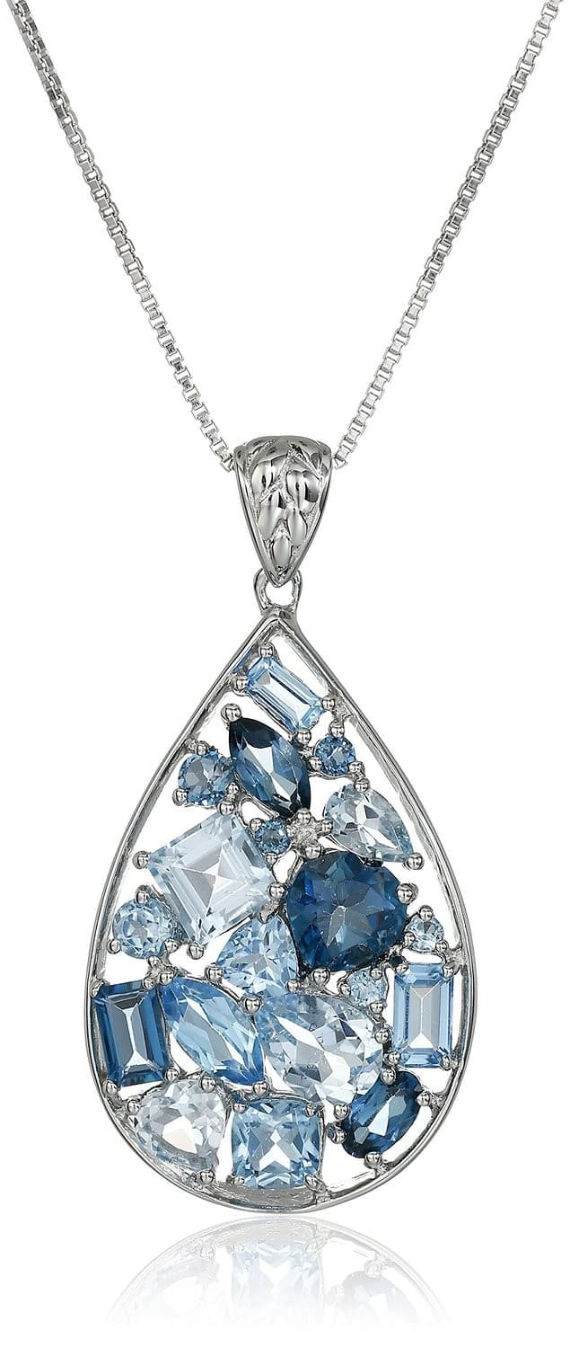 Sterling Silver Pendant Necklace with Mixed Topaz