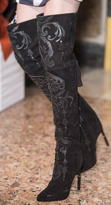 Suede thigh-high boots