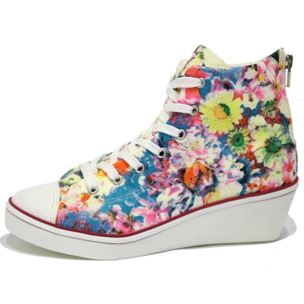 Floral wedge sneakers