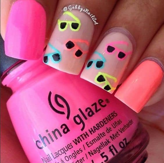 Interesting Sunglasses Nail Design