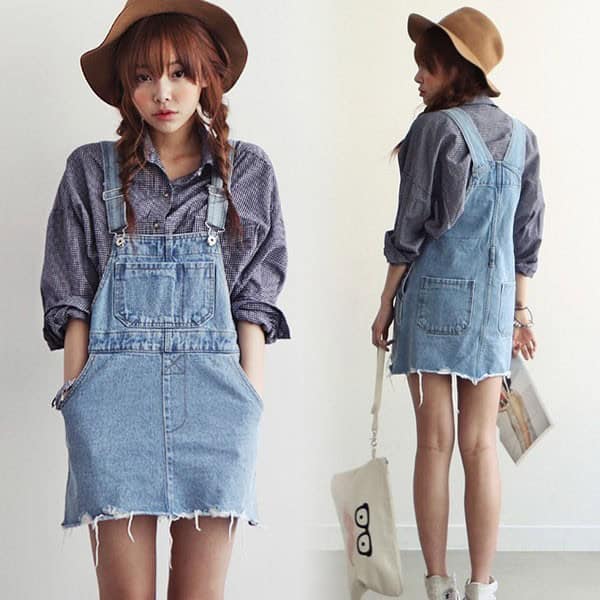 Denim overalls (skirt)