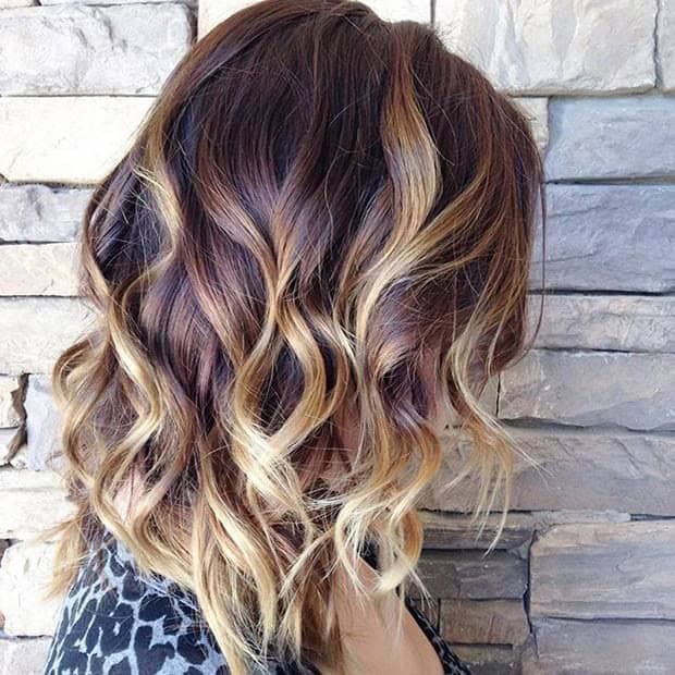 Loose curls ombre lob for thick hair