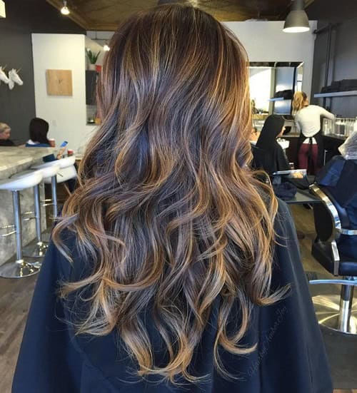 Long Brown Hair with Caramel Highlights