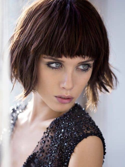 Shaggy Brown Bob with Blunt Fringe