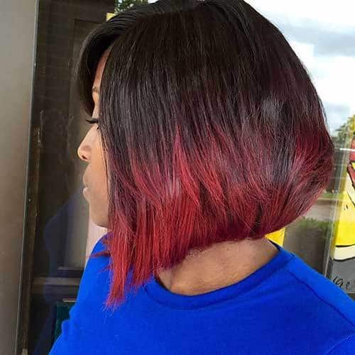 Black to Red Inverted Bob