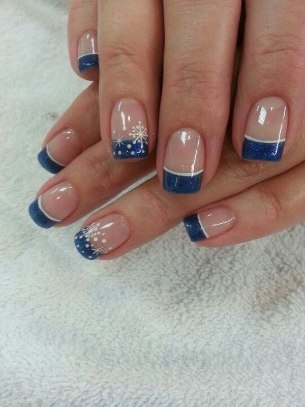 French Manicure with Flower Accent Finger