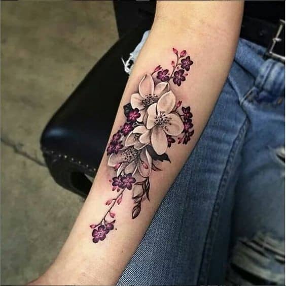 Flowers With Quotes Design on the Arm