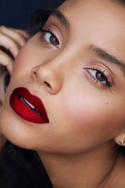 Deep red lips