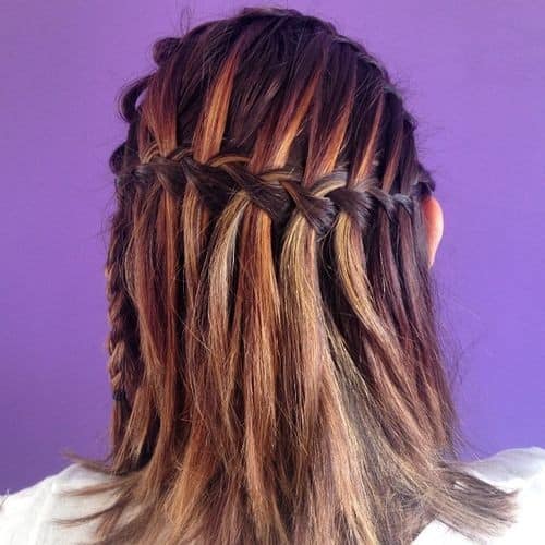 Staggered Twisted Braid on Multi-Coloured Hair