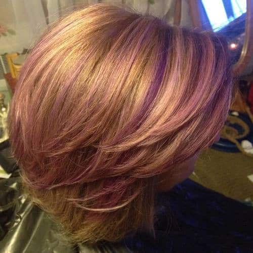 Soft Purple Highlights on a Blonde Bob