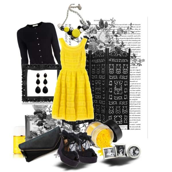 Buttercup dress and black cardigan