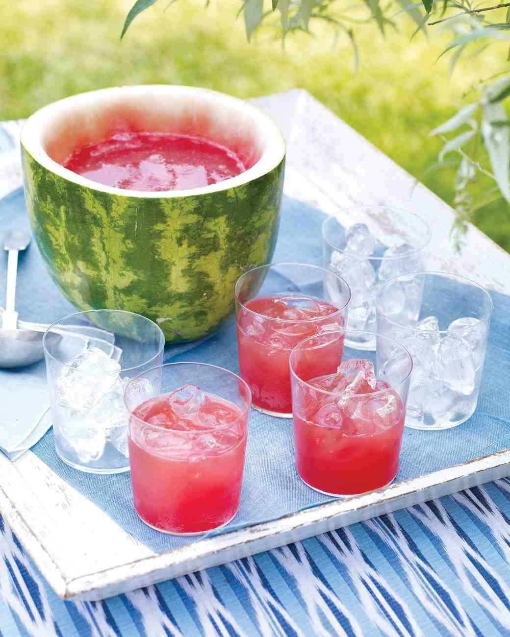 A watermelon punch bowl