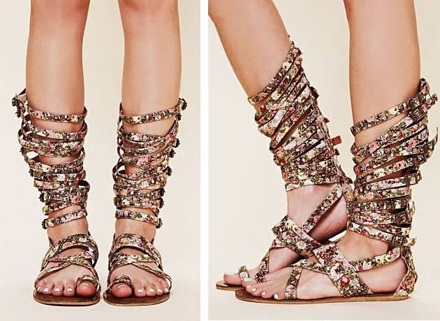 Floral gladiator sandals