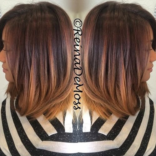 Red Toned Brown to Caramel Ombre