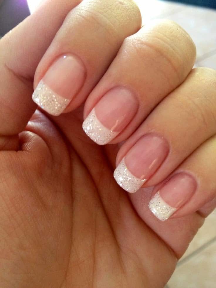 French Manicure with Glitter Tips