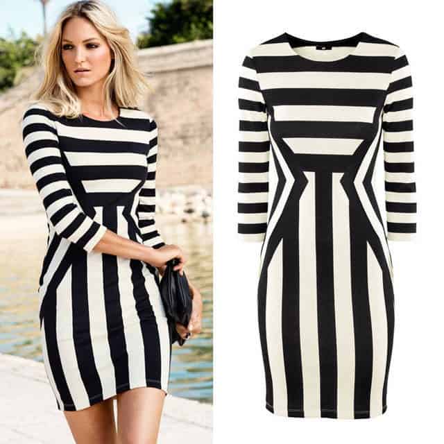 Striped black-and-white dress