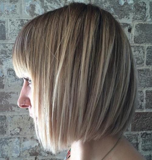 Choppy Blonde Bob with Straight Fringe