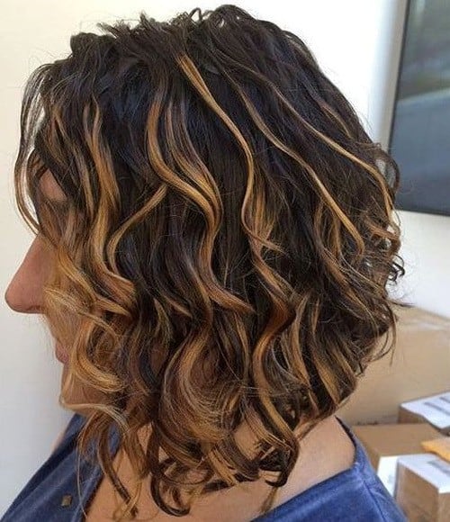 Loosely Curled Bob with Highlights