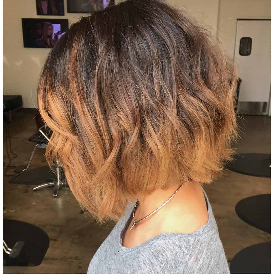 Ombre A-line short bob with longer front and side part