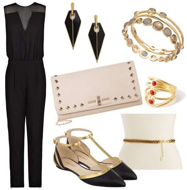 Black sleeveless silk jumpsuit