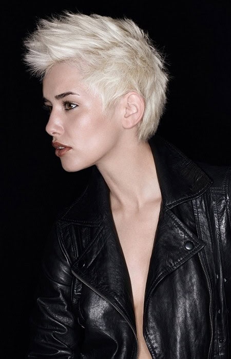 Short and spiky platinum cut