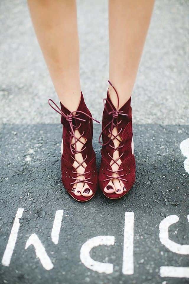 Marsala lace shoes