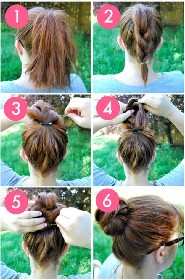 Easy step by step hairstyles: The Knot-So-Braided Bun