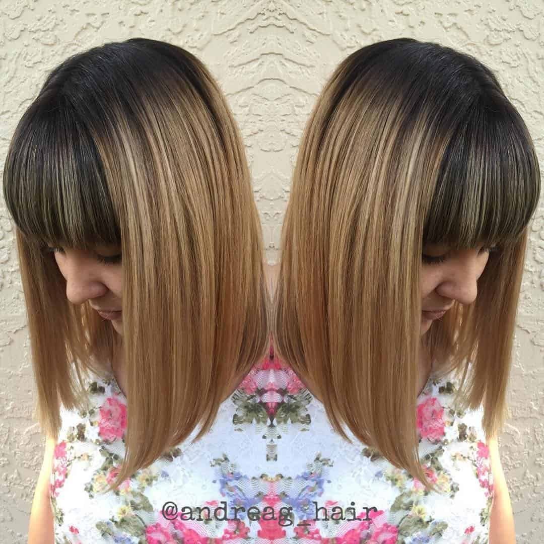 Traditional ombre blunt bob with middle part