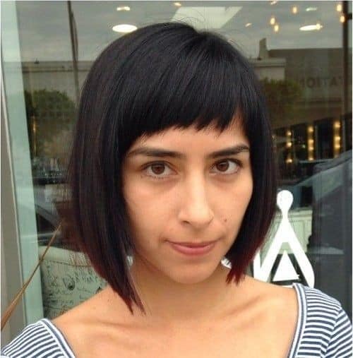 Black Bob with Red Tips and Side Fringe