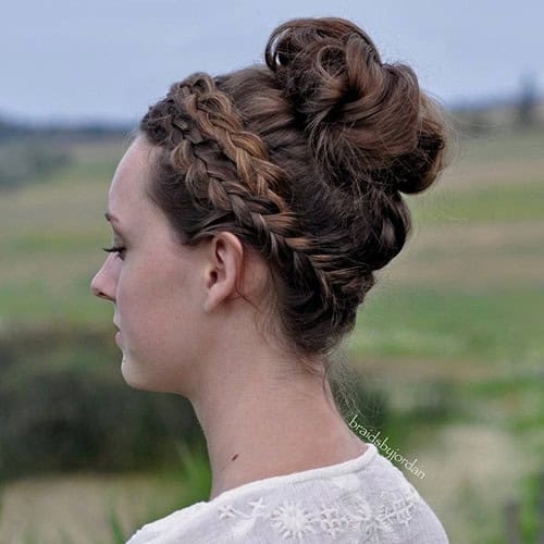 Easy Romantic Double Braided Up Do